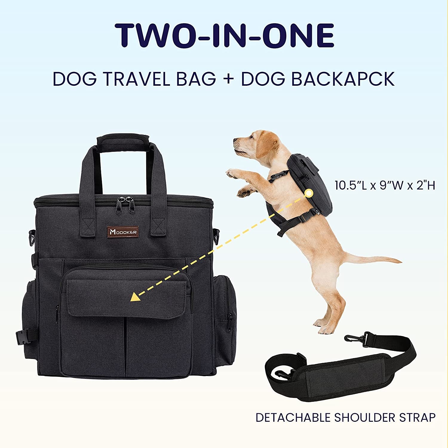 Dog Travel Bag with 2 Collapsible Dog Bowls, 1 Dog Backpack, Airline Approved Pet Travel Bagorganizer for Supplies & Accessories, 2 Travel Dog Food Container, Black | Dog Travel Accessories Set with Feeding Supplies, Bowls, Mat, and Strap. Ideal for Weekend Trips.