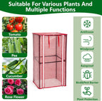 28.3" X 15.4" X 15.4" Tomato Cages Plant Greenhouse Cover, PE Tomatoes Red Greenhouse with Zipper Door, Tomato Trellis Plant Support Protector Cover for Garden Climbing Plants (NO Frame Included)