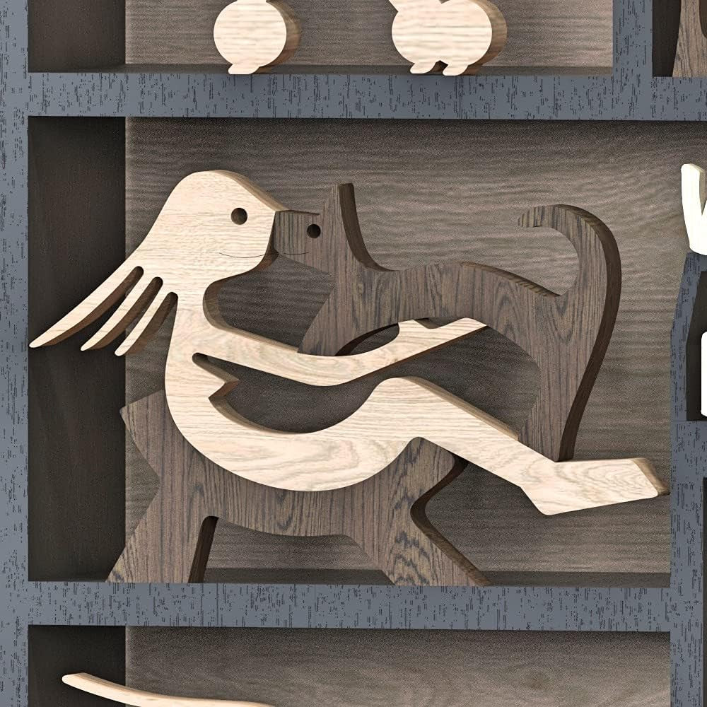 Desk Decorations Girl Figurines and Cat Ornaments Wooden Accent Decor Home Accessories Decorative Objects