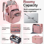 Lunch Backpack for Women,15.6 Inch Laptop Backpacks for Womens Back Pack, Travel Backpacks,Work Backpack for Women (Pink)