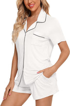 Ladies Pajamas Set for Women Short Sleeve Button down Pj Sets | Viscose,Modal,Wedding,Bridal Party,Knit,Cute,Lounge,Lightweight,Nursing,Maternity,Postpartum,Breastfeeding,Labor,Holidays