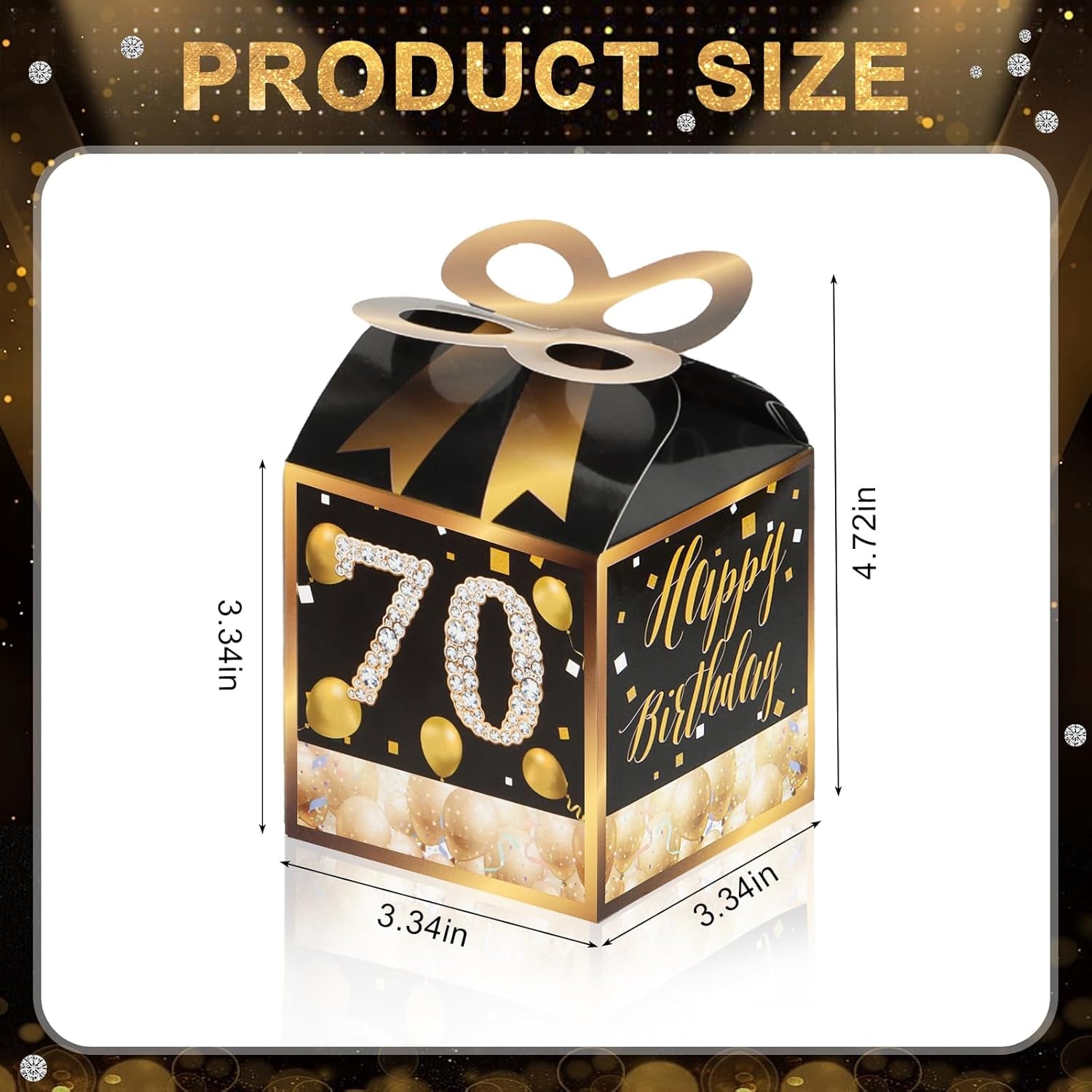 50PCS 70Th Birthday Boxes, 70Th Party Favors,Birthday Boxes Decorations,Black and Gold Party Favors for Guests for Men Women