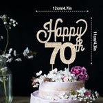 Happy 70Th Birthday Gold Rhinestone Cake Topper - Cheers to 70Th Birthday Seventy Years Old Anniversary Party Cake Centerpieces Topper Decorations Gift Sign.