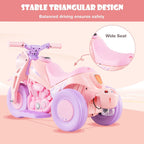 Kids Motorcycle, 6V Electric Ride on Car with Automatic Bubble Function, Foot Pedal, Headlight, Music, 3 Anti-Skip Wheels Vehicle for Children, Toddler Ages 3+ (Violet)