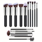 16 Pc Professional Synthetic Makeup Brushes Set in Black - Lincoln Values