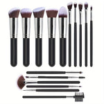 16 Pc Professional Synthetic Makeup Brushes Set in Black - Lincoln Values