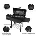 30" Barrel Charcoal Grill with Smoker, Side Table and Cover