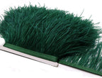 2 Yards Natural & Soft Ostrich Feathers Fringe Trims Ribbon - Used for Dress, Sewing Decoration, Craft Clothing, Boots, Wedding Decoration, DIY, Etc (Dark Green)