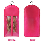 2PCS Wig Bag Wig Storage Hair Extension Holder Wig Holder for Multiple Wigs Hair Extension Storage Waterproof and Portable Wig Bags Storage with Hanger Hair Extensions, Wigs & Accessories (Hot Pink)