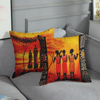 Linen Throw Pillow Covers Set of 4, 18 X 18 Inch, African Ethnic | Tribe Lady Lips, Outdoor Decorative Square Pillow Cases Couch Cushion Case for Couch Bed Sofa Living Room Home Decor
