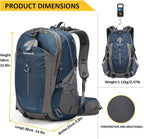 40L Hiking Backpack, Lightweight Camping Daypack with Rain Cover | Water-Resistant Rip-Stop Nylon, Multi-Pockets, Survival Whistle. Ideal for Men, Women, Travel, Trekking