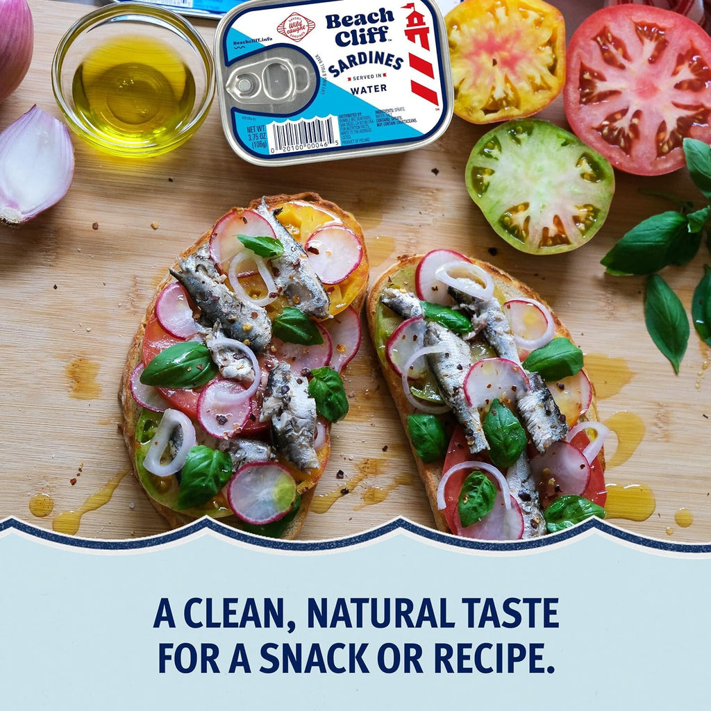 Sardines in Water, 3.75 Oz Can (Pack of 12) - Wild Caught Sardines - 12G Protein per Serving - Gluten Free, Keto Friendly