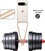 For Google Pixel 10 Pro Crossbody Case Clear Adjustable Shoulder Neck Lanyard Strap Phone Cover for Women Girls Transparent Soft Slim Shockproof Protective Mobile Case for Pixel 10 Pro - Beige