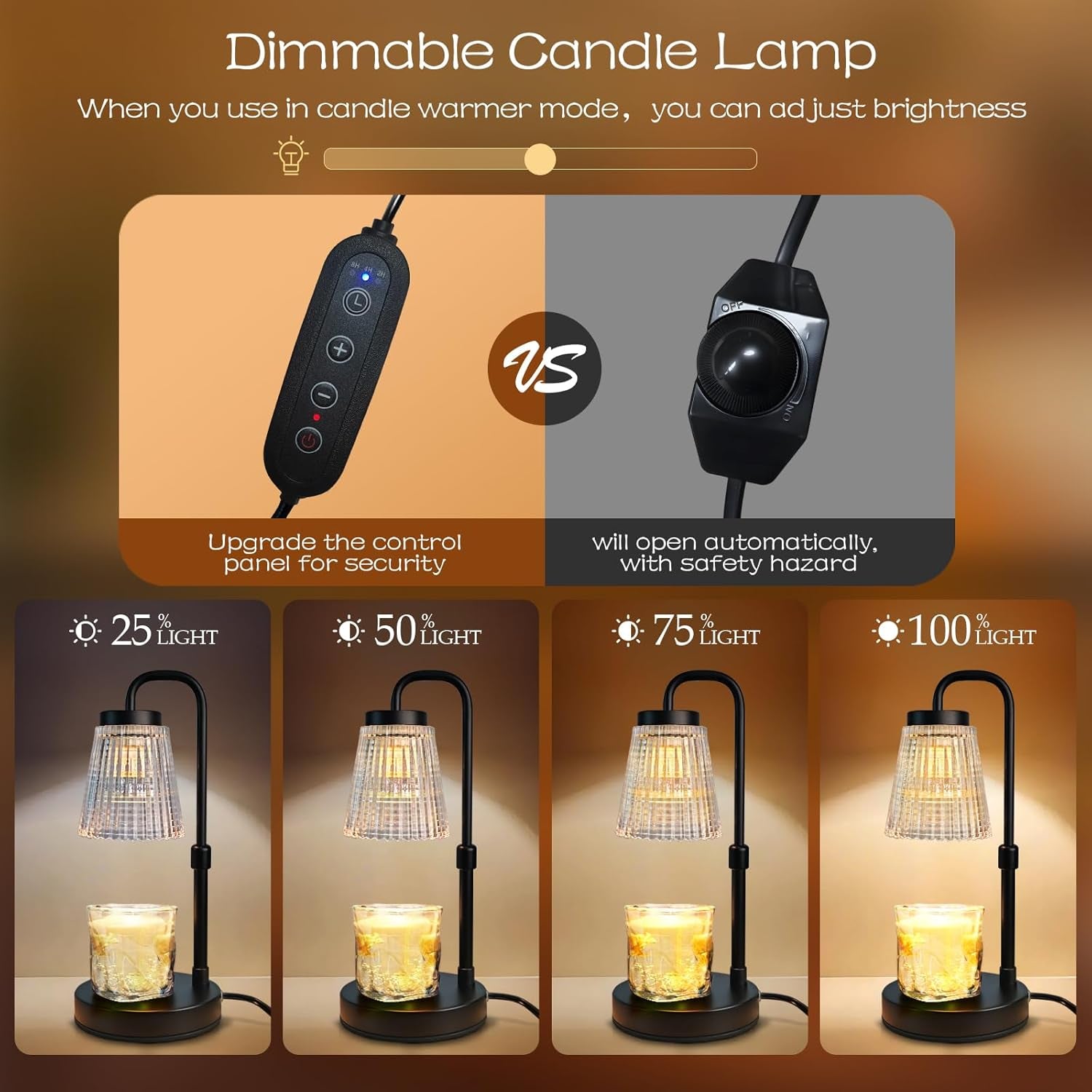 Candle Warmer Lamp with Timer: Mothers Day Gifts, Birthday Gifts for Women, House Warming Gifts New Home Decor – Height Adjustable Candle Lamp - with 2 Bulbs