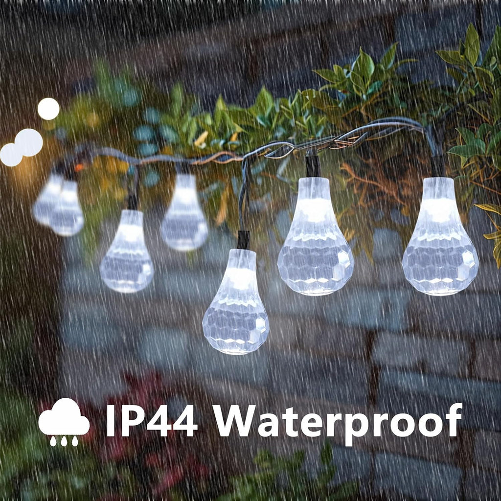 Solar String Lights Outdoor, 30.62FT 50 LED Solar Powered Diamond Ball Lights Waterproof for Outside, Solar Twinkle Lights for Yard, Patio, Garden, Wedding, Party, Camping, Cool White, 2 Modes