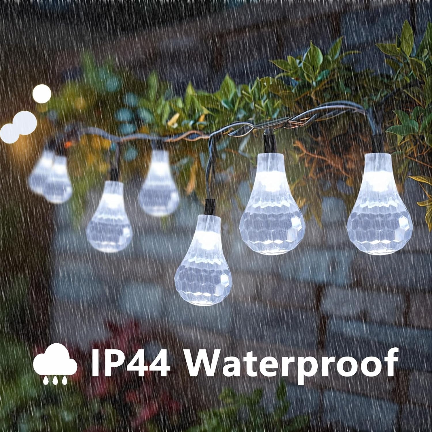 Solar String Lights Outdoor, 30.62FT 50 LED Solar Powered Diamond Ball Lights Waterproof for Outside, Solar Twinkle Lights for Yard, Patio, Garden, Wedding, Party, Camping, Cool White, 2 Modes