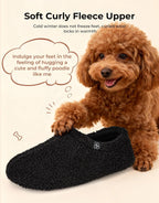 Women'S Fuzzy Curly Fur Fleece Lining Memory Foam Loafer Slippers | Non-Slip,Indoor and Outdoor,Machine-Washable,Warm,Bedroom