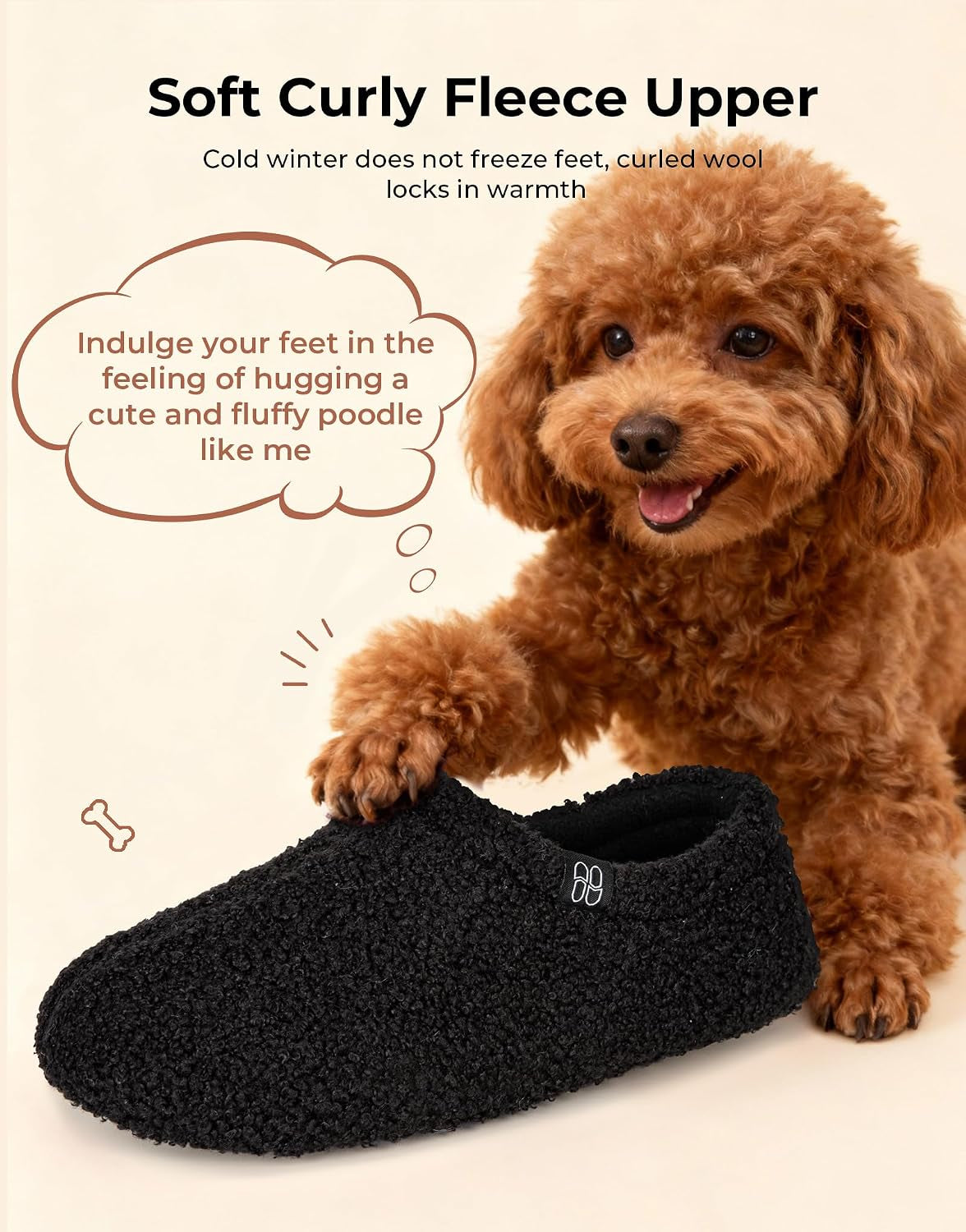 Women'S Fuzzy Curly Fur Fleece Lining Memory Foam Loafer Slippers | Non-Slip,Indoor and Outdoor,Machine-Washable,Warm,Bedroom