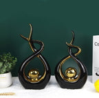 Home Decor Modern Abstract Art Ceramic Statue Table Decor (Large) | Modern Aesthetic Ornament, Decorative Accent for Dining Room Living Room Office Centerpiece (Black and Gold)