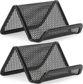 Mesh Business Card Holder 2 Pack | Black Metal Business Card Display Stand, Holds 50 Cards, Sturdy Display for Office, Reception Desk, Front Counter