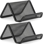 Mesh Business Card Holder 2 Pack | Black Metal Business Card Display Stand, Holds 50 Cards, Sturdy Display for Office, Reception Desk, Front Counter
