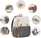 Diaper Bag Multifunction Travel Backpacks for Mom with Insulated Pockets and Laptop Compartment, Grey
