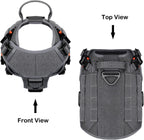 Tactical Dog Harness for Medium Dogs,Full Metal Buckles Dog Vest | with MOLLE, Reflective,Adjustable,2 Leash Clips,Control Handle,No Pull,Soft Padded,Grey,Medium