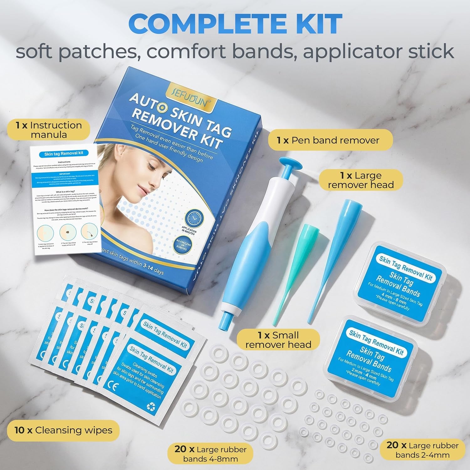 Premium Skin-Care Patch Big Kit – Gentle Foot & Face Care Set with Soft Patches, Comfort Bands & Stick Applicator for Men Women & Kids