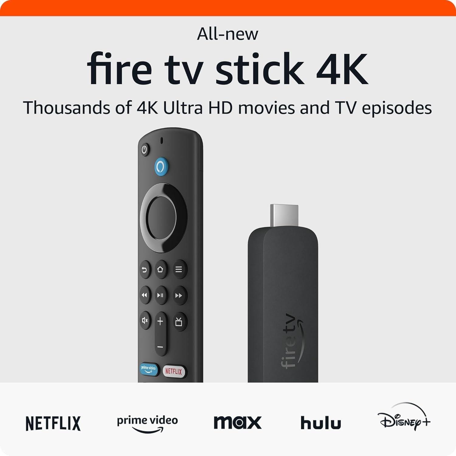 All-New  Fire TV Stick 4K Streaming Device, More than 1.5 Million Movies and TV Episodes, Supports Wi-Fi 6, Watch Free & Live TV