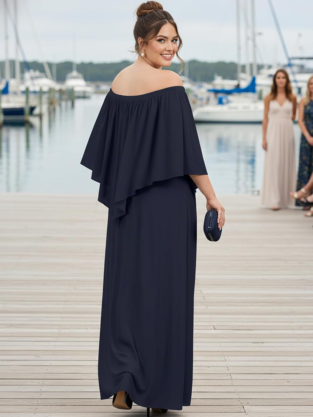Womens Strapless off Shoulder Flattering Cocktail Maxi Dress Gown