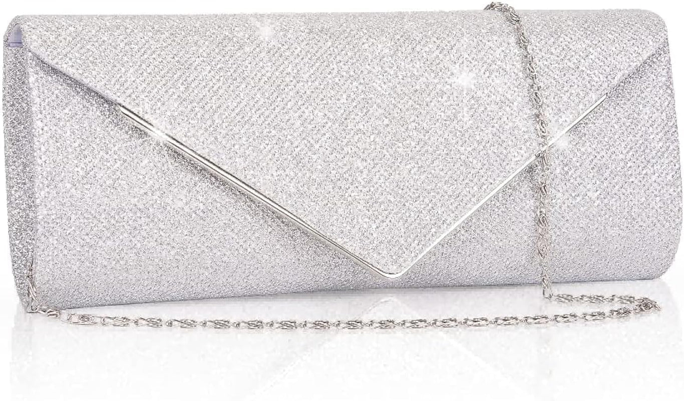 Clutch Purses for Women, Sparkling Envelope Evening Bag with Detachable Chain