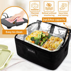Portable Oven, Electric Lunch Box Food Heater - 12V/24V/110V 3-In-1 Car Food Warmer - Mini Personal Microwave Heated Lunch Box Warmer for Car, Truck, Travel, Office & Home Use - Black