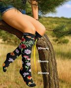 Cute Compression Socks for Women | 3 Pairs 20-30 Mmhg Graduated Support Knee High Compression Socks for Daily Wear Travel Nurse
