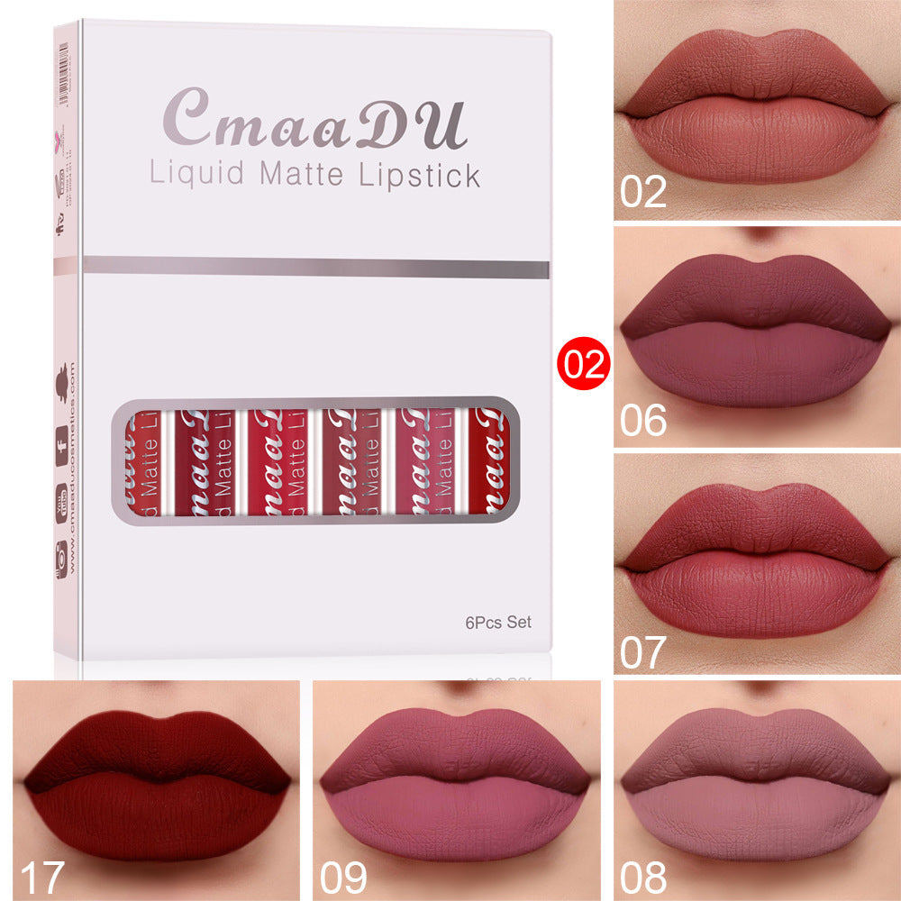 6 Boxes Of Matte Non-stick Cup Waterproof Lipstick Long Lasting Lip Gloss - Lincoln Values