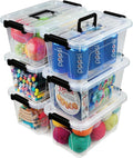 Plastic Storage Bins with Lids 6 Pack Storage Organizer, 7 Quart Stackable Storage Boxes with Buckle Lids and Handle Easy for Home Office Pantry Organization, Clear