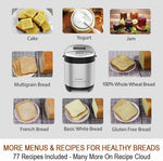 29-In-1 SMART Bread Machine with Gluten Free Setting 2LB 1.5LB 1LB Bread Maker Machine with Homemade Cycle - Stainless Steel Breadmaker with Recipes Whole Wheat Bread Making Machine