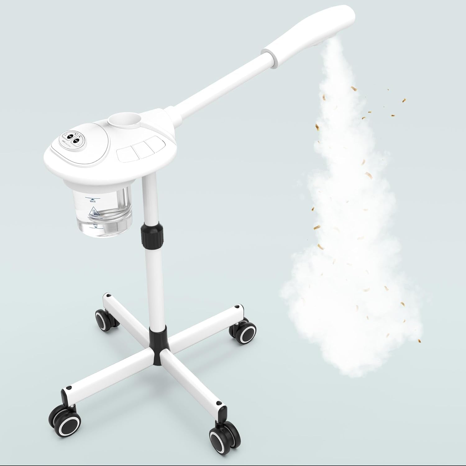 Professional Facial Steamer with Ozone, Vapor Ozono Facial Steamer Professional for Clean Skin, Firm Pores, Esthetician Steamer for Home or Salon Use, Adjustable Height and Angle,White