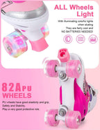 Adjustable Roller Skates for Girls and Women, All 8 Wheels of Girl'S Skates Shine, Safe and Fun Illuminating for Kids
