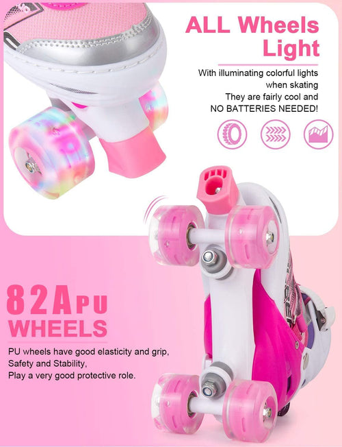 Adjustable Roller Skates for Girls and Women, All 8 Wheels of Girl'S Skates Shine, Safe and Fun Illuminating for Kids