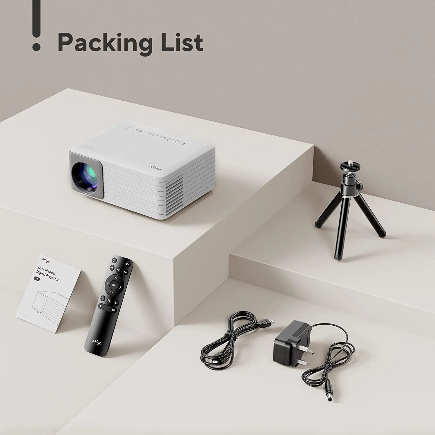 Mini Projector with Wifi and Bluetooth, 1080P Supported Iphone Projector with Projector Stand, Portable Movie Projector for Home Theater/Outdoor, Compatible with Ios/Android/Laptop/Tv Stick/Hdmi/Ps5