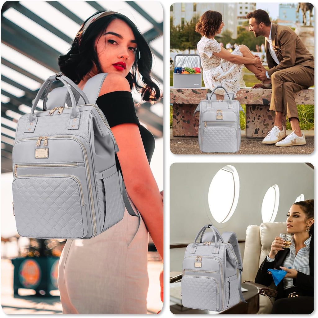 Lunch Backpack for Women,15.6 Inch Laptop Backpacks for Womens Back Pack, Travel Backpacks,Work Backpack for Women (Gray)