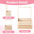 Wooden Baby Shower Crate Closet, Wooden Crate Basket with Handle Baby Gift Basket New Born Welcome Gift Hamper for Boys & Girls Welcome Babies Gifts for New Parents