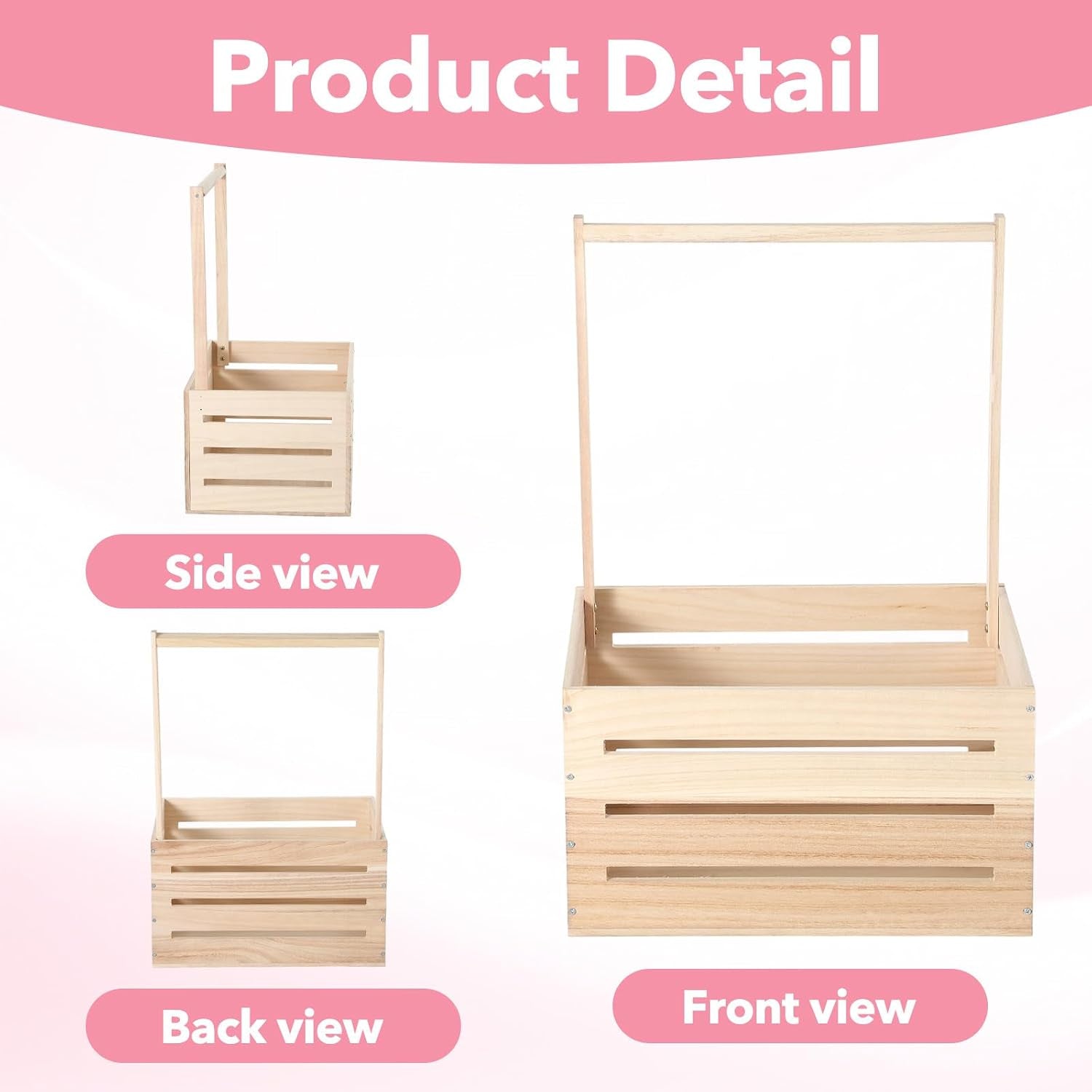 Wooden Baby Shower Crate Closet, Wooden Crate Basket with Handle Baby Gift Basket New Born Welcome Gift Hamper for Boys & Girls Welcome Babies Gifts for New Parents