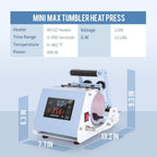 110 V Mini Max 40 OZ Tumbler Heat Press Machine Light Blue V4.0 | Mug Heat Press Touch Screen for 40 OZ Sublimation Tumbler with Handle Sublimation Printing