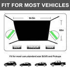 Extra Large Windshield Snow Ice Cover with Side Mirror Covers, Protects Windshield and Wipers from Weatherproof, Rain, Sun, Frost, Vehicles, Cars Trucks Vans and Suvs (94.5" X 65")