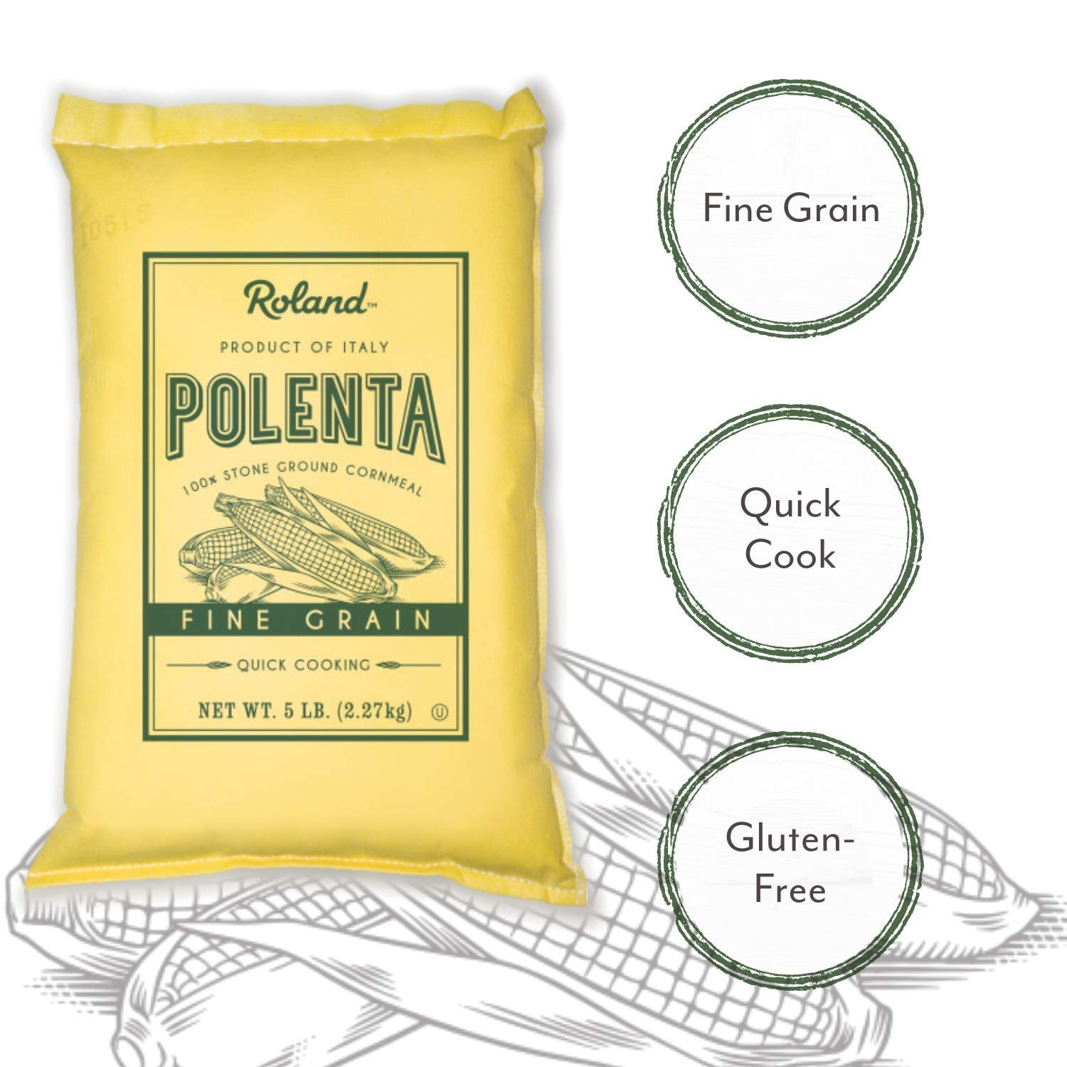 Fine Grain Yellow Polenta from Italy, 5 Lb Bag (72162)