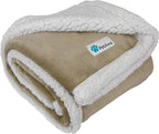Dog Blanket for Medium Large Dogs and Pets, Soft Sherpa Fleece Pet Blanket Throw for Cats Puppies, Reversible Plush Couch Cover Protector for Sofa Bed Car Seat, Machine Washable, 80X60, Taupe