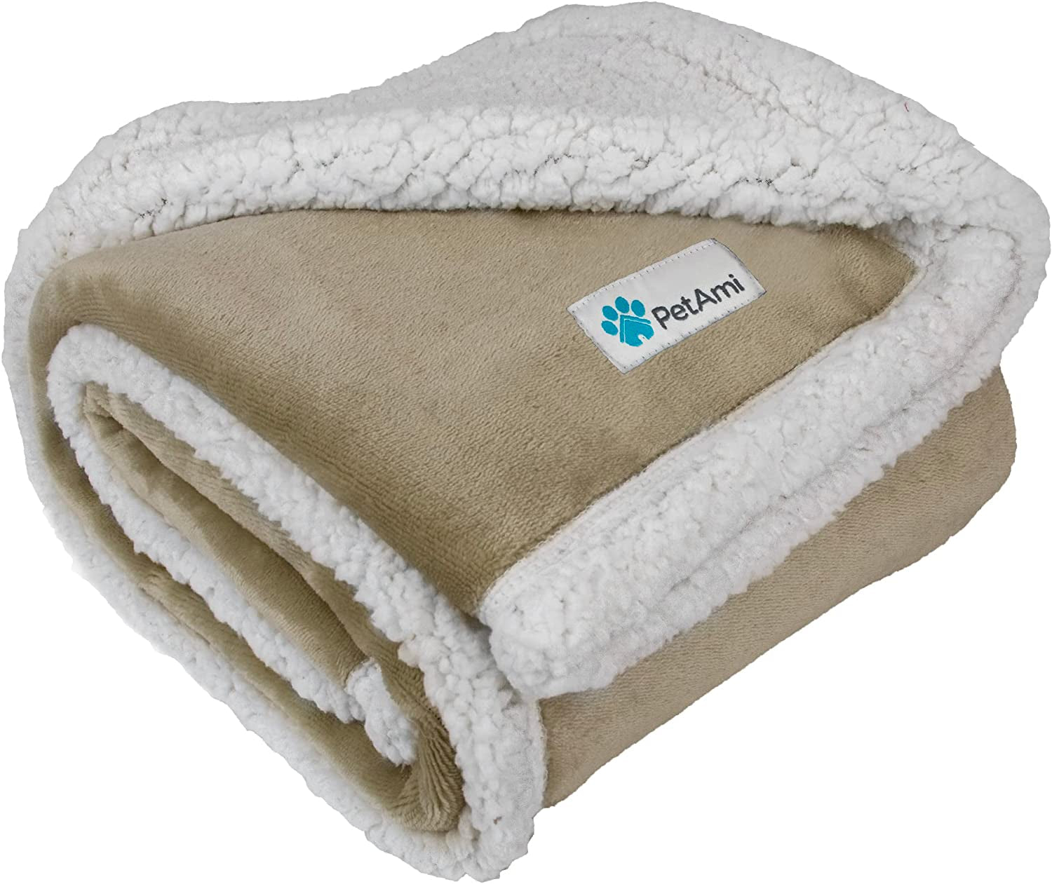 Dog Blanket for Medium Large Dogs and Pets, Soft Sherpa Fleece Pet Blanket Throw for Cats Puppies, Reversible Plush Couch Cover Protector for Sofa Bed Car Seat, Machine Washable, 80X60, Taupe