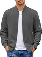 Men Bomber Jacket Lightweight Casual Fashion Stylish Windbreaker | Zip up Bomber Jacket, Water & Wind Proof Jacket with Zip Pocket, Fashion Stylish Lightweight Windbreaker for Spring Fall