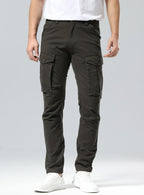 Men'S Cargo Pants Slim Fit with Articulated Knees